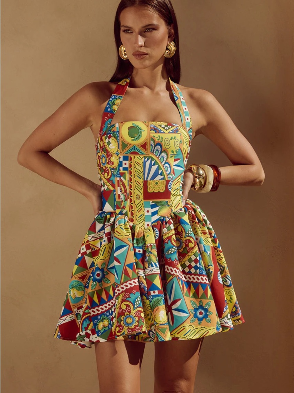 Runway The Label Winslow Bold Geometric Mini Dress in Multi-Color